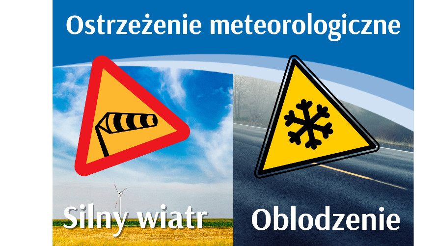 Ostrzeżenie meteo - Silny wiatr oraz oblodzenie (20.01.2022)