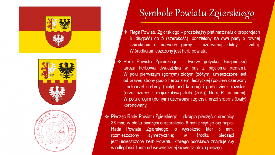 Obraz przedstawia Symbole Powiatu Zgierskiego